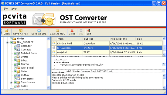 Restore OST File Exchange Server screenshot